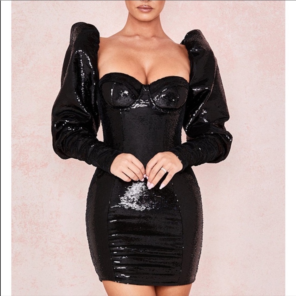 House of CB Lucilla black sequin dress